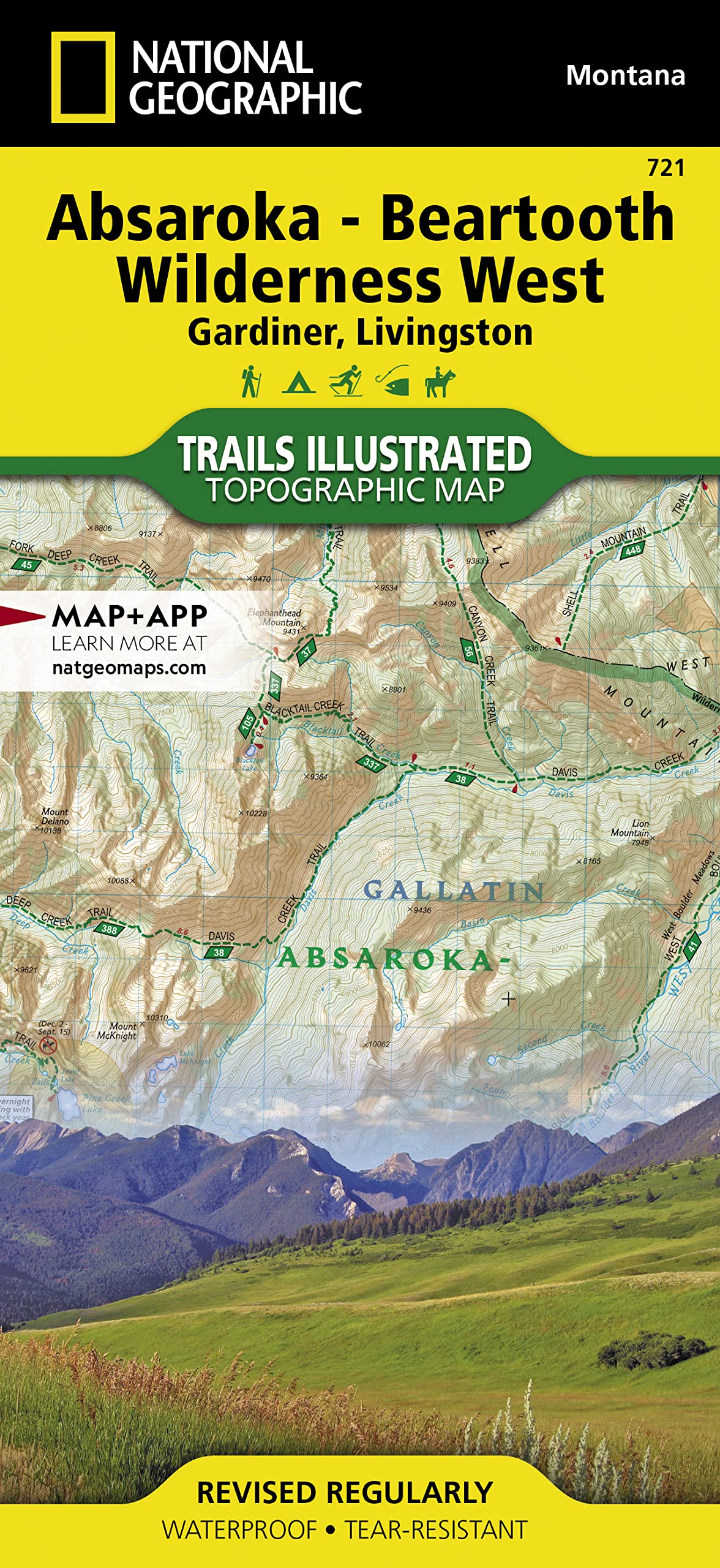 Absaroka-Beartooth Wilderness West Map [Gardiner, Livingston] (National Geographic Trails Illustrated Map, 721)