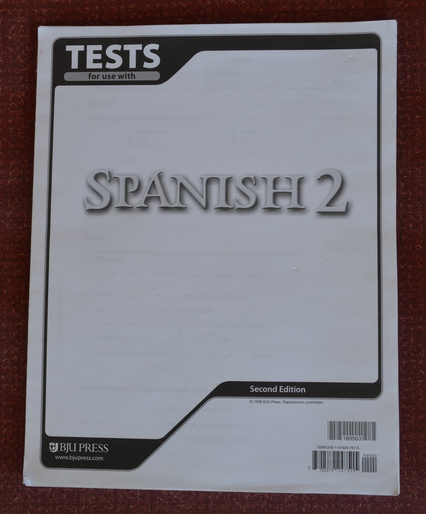 Spanish 2 Tests 2nd Edition