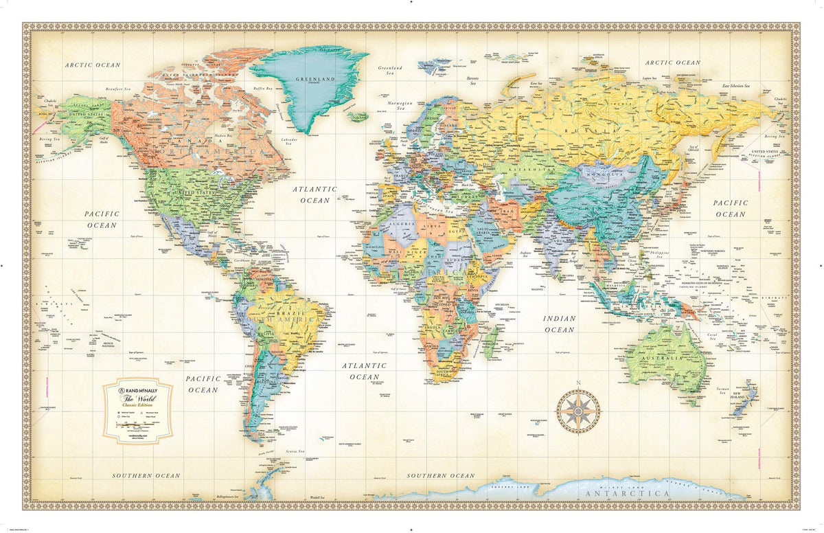 Rand McNally Classic Edition World Wall Map - Laminated Rolled