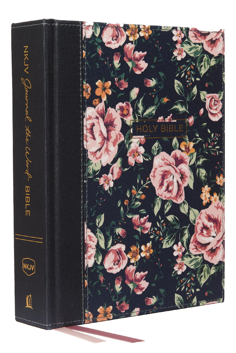 NKJV, Journal the Word Bible, Cloth over Board, Blue Floral, Red Letter, Comfort Print: Reflect, Journal, or Create Art Next to Your Favorite Verses