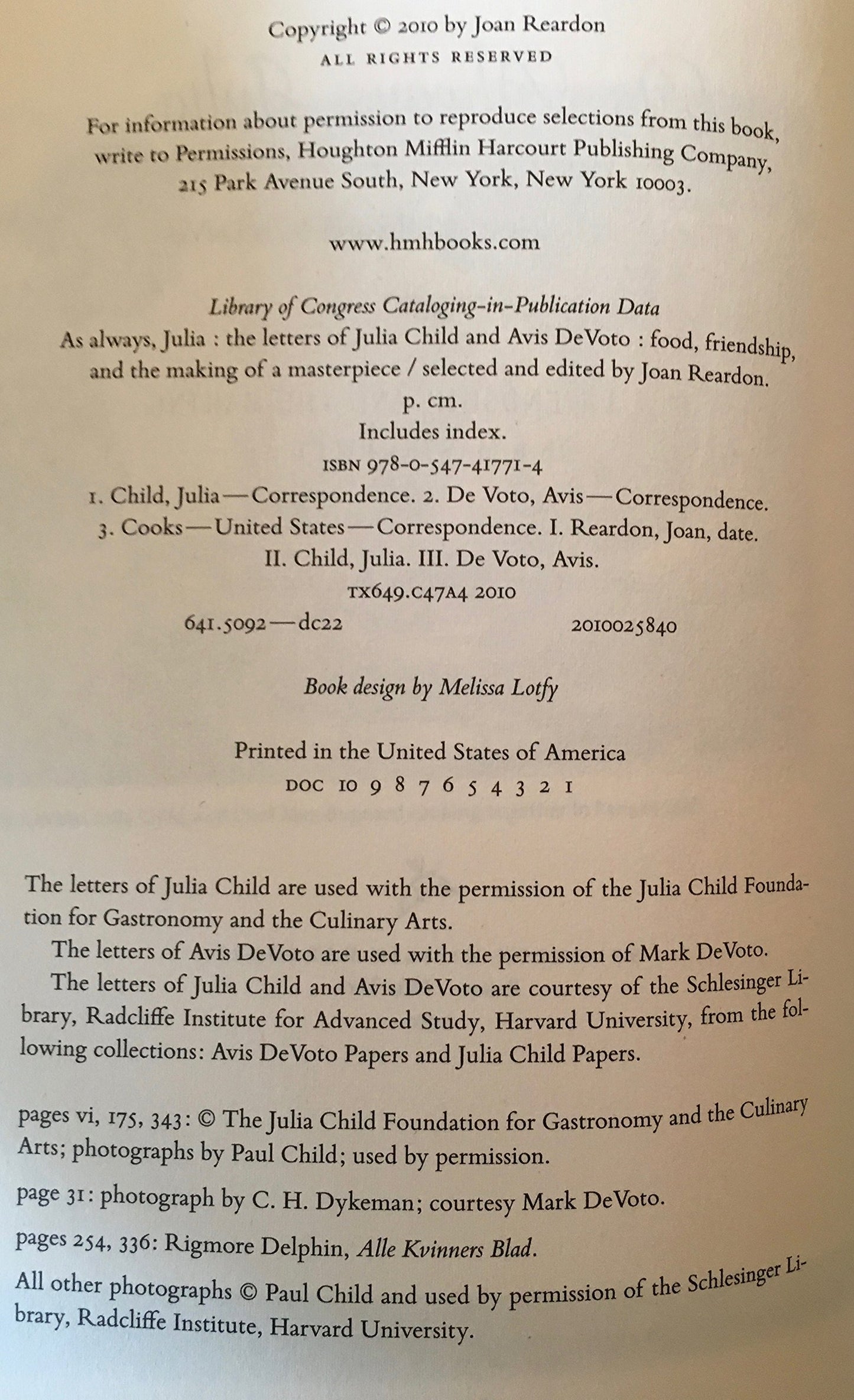 As Always, Julia: The Letters of Julia Child and Avis DeVoto
