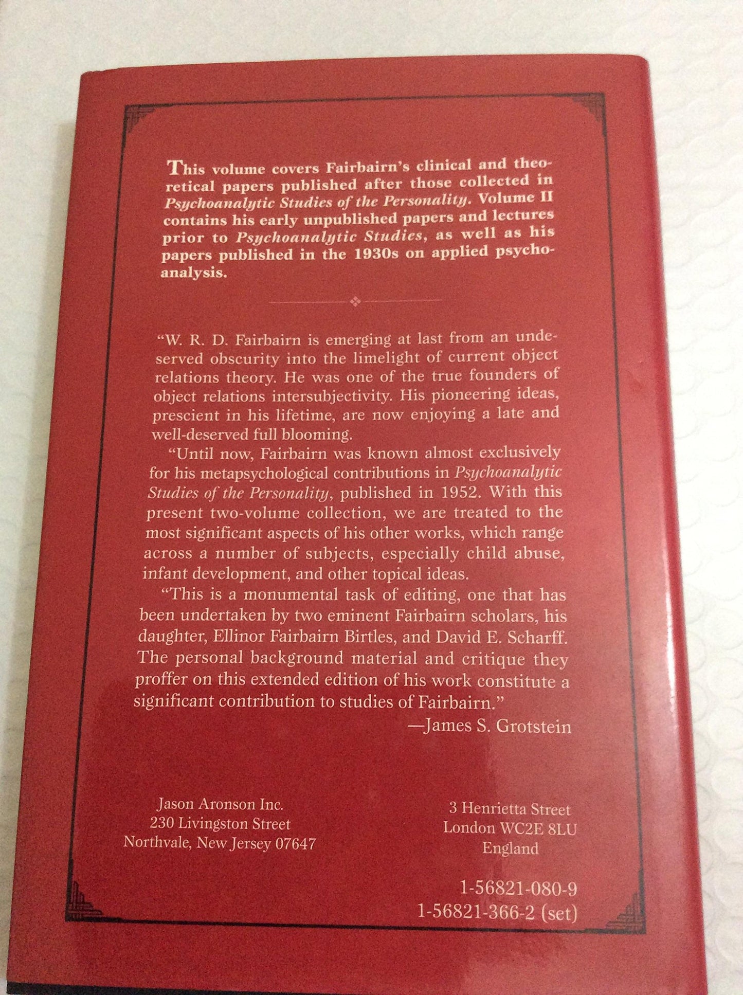 From Instinct to Self: Selected Papers of W.R.D. Fairbairn, Vol. 1 - Clinical and Theoretical Papers (The Library of Object Relations)