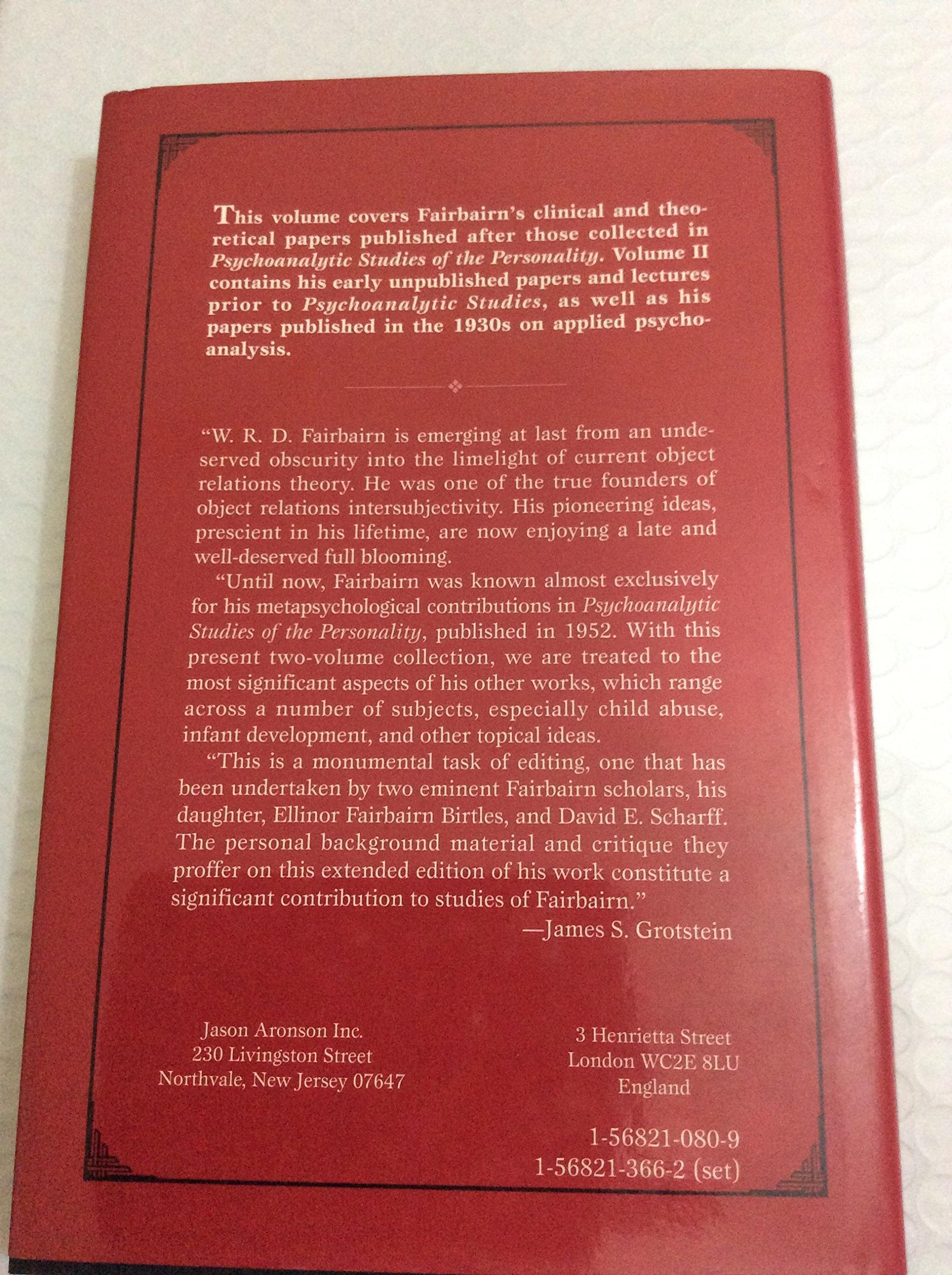 From Instinct to Self: Selected Papers of W.R.D. Fairbairn, Vol. 1 - Clinical and Theoretical Papers (The Library of Object Relations)