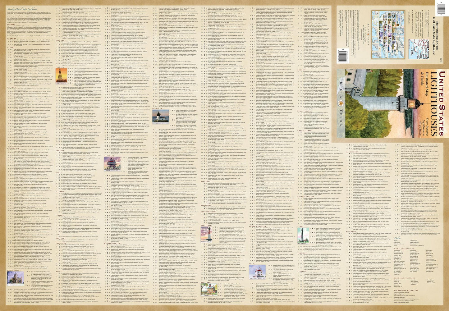 United States Lighthouses: Illustrated Map & Guide