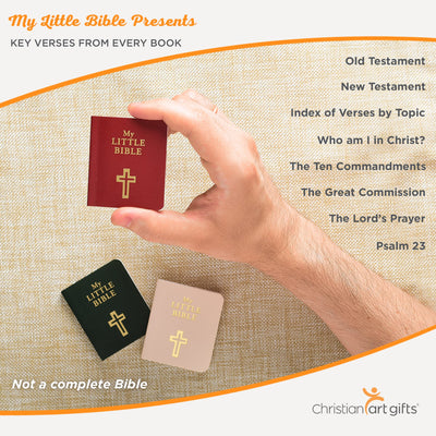 My Little Bible 2 Standard Edition - Selections of Key Verses From Every Book, Tiny Palm-size OT NT Scripture for Ministry Outreach, Classic 1769 KJV Text, 2" x 2.5, Red