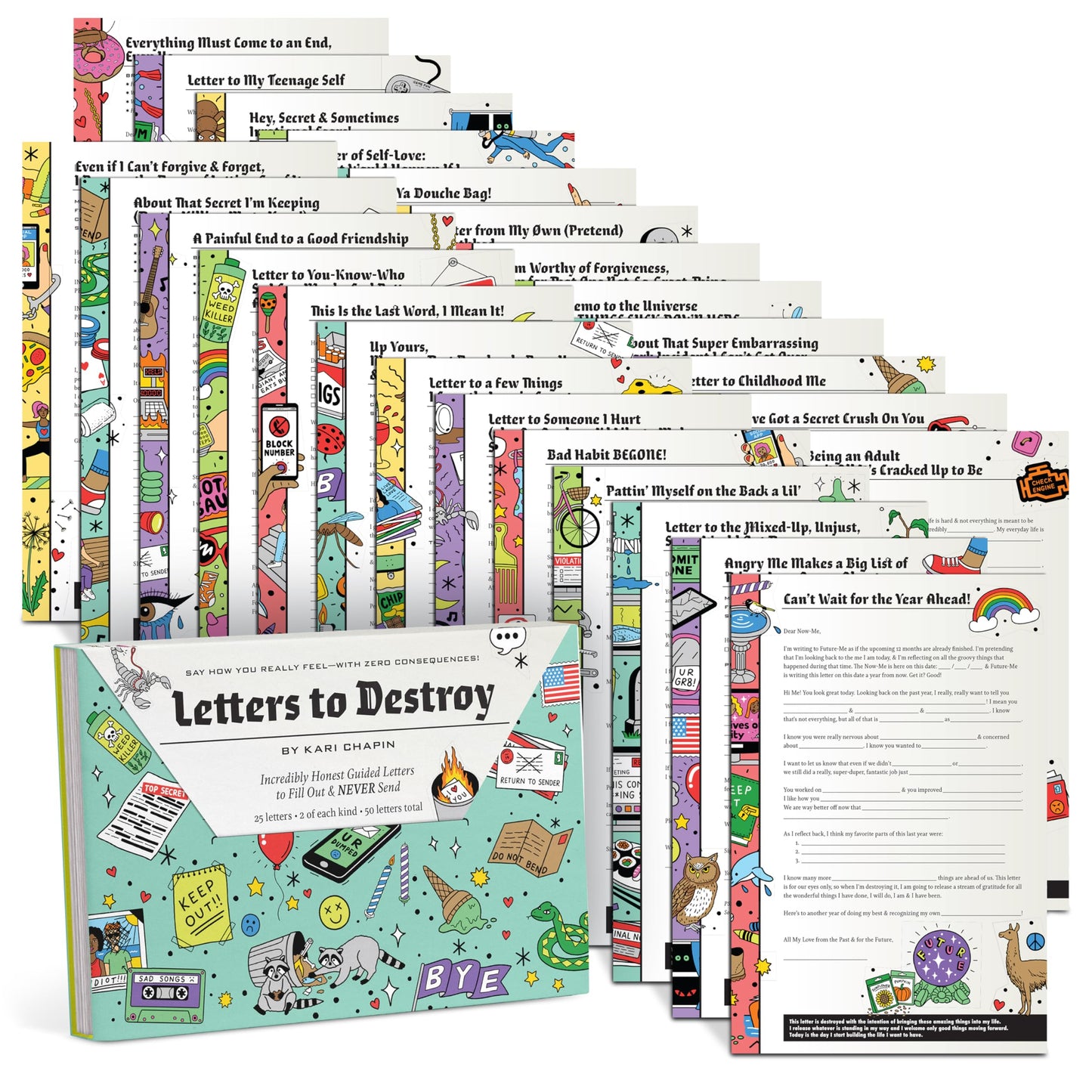 Letters to Destroy Fill-In Letters: An Incredibly Honest Set of 25 Guided Letters to Fill Out & Never Send (2 Each, 50 Total Letters) (Letters to Destroy Journals)