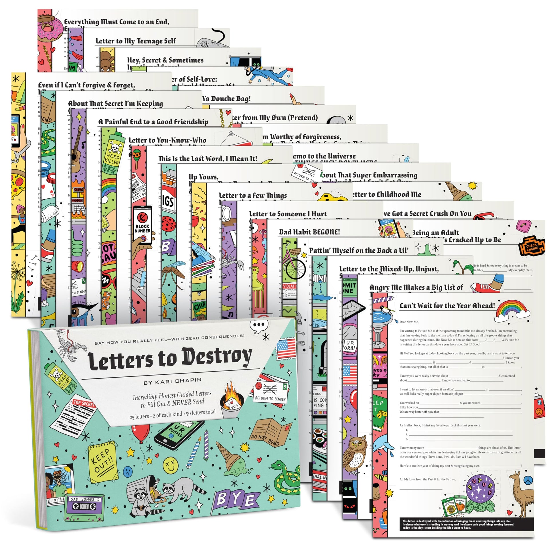 Letters to Destroy Fill-In Letters: An Incredibly Honest Set of 25 Guided Letters to Fill Out & Never Send (2 Each, 50 Total Letters) (Letters to Destroy Journals)