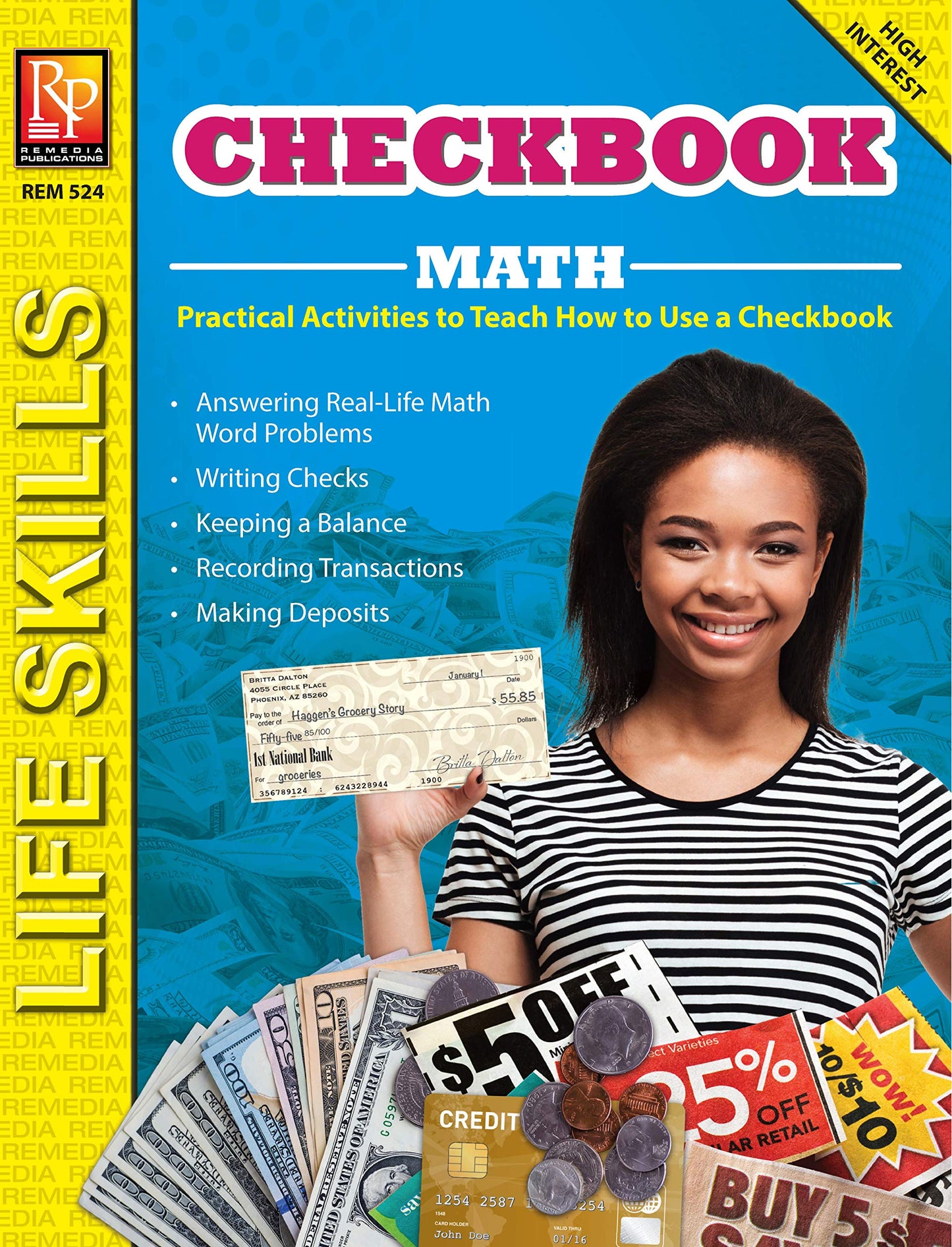 Checkbook Math: Life Skills Math Workbook Real-World Money & Banking Skills for Grades 6-12 Practical Consumer Math, Check Writing & Balancing Checkbooks Everyday Math for Teens (Ord.No. 524)