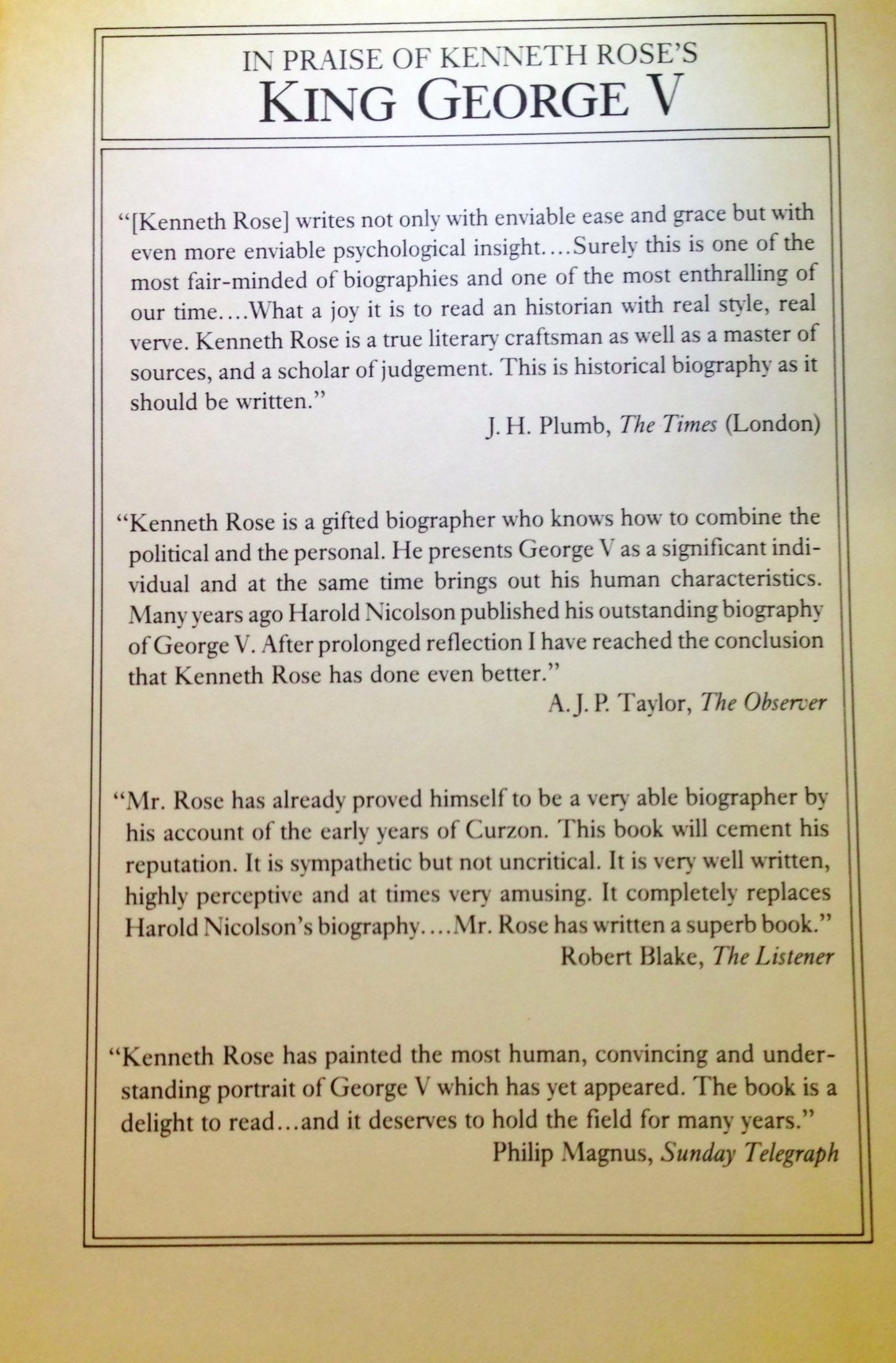 King George V by Rose, Kenneth
