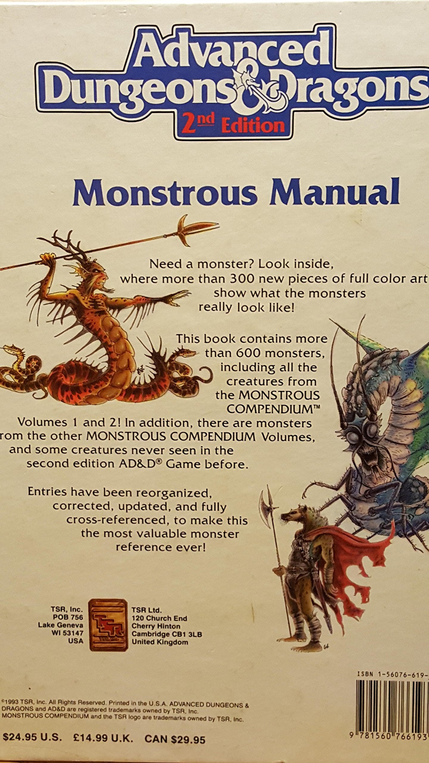 Monstrous Manual (AD&D 2nd Ed Fantasy Roleplaying Accessory,
