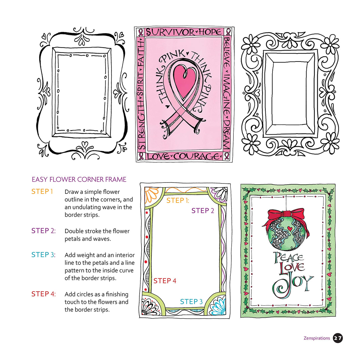 Zenspirations: Letters & Patterning (Design Originals) Beginner-Friendly Techniques for Frames, Doodles, Lettering, Patterns, and Borders to Decorate Your Journals, Drawings, Crafts, Gifts, and More