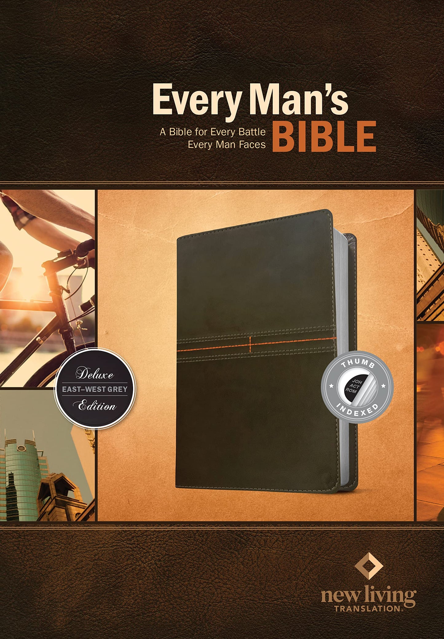Every Man's Bible NLT (LeatherLike, East-West Grey, Indexed)