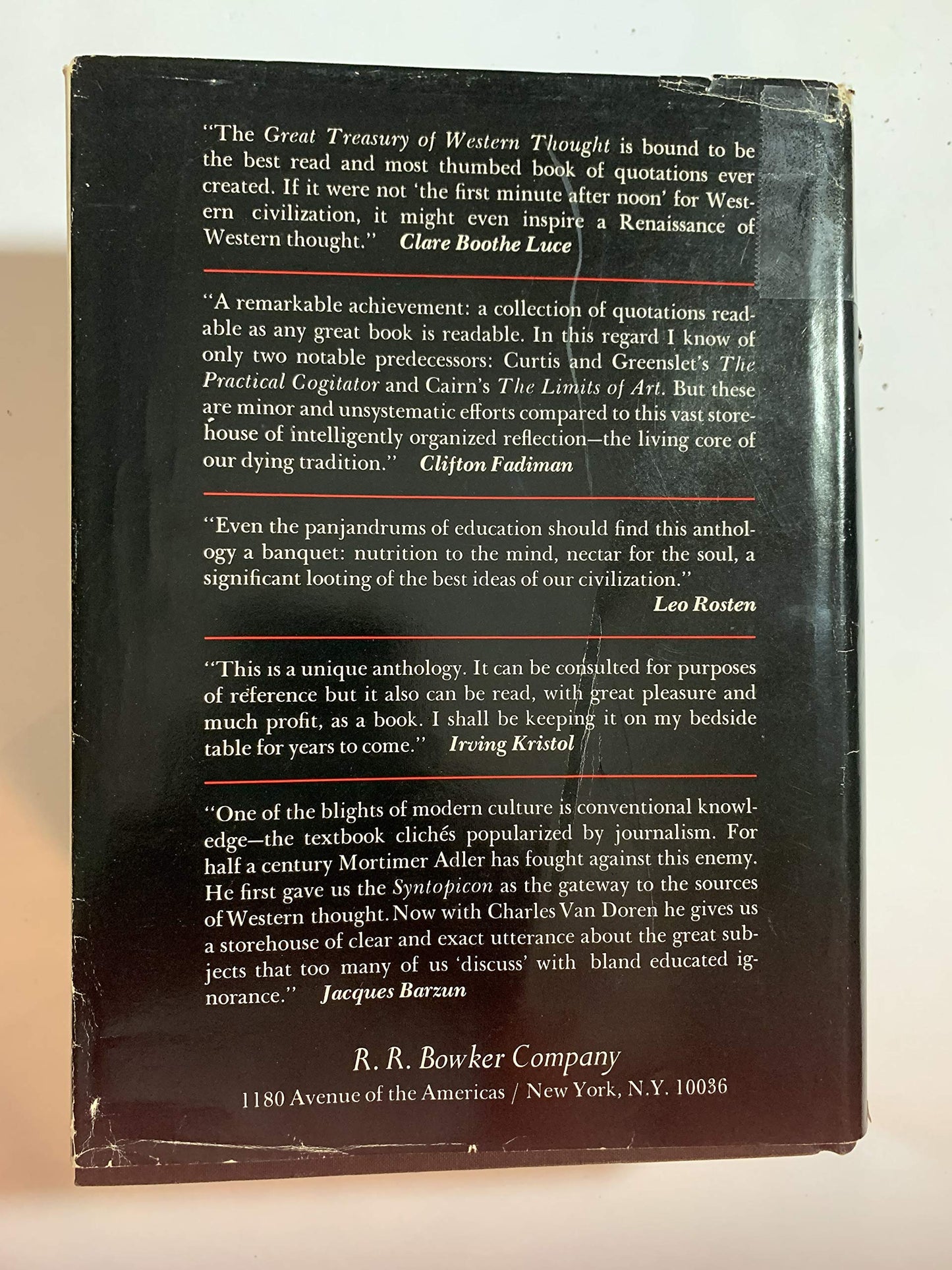 Great Treasury of Western Thought: A Compendium of Important Statements and Comments on Man and His Institutions by Great Thinkers in Western History
