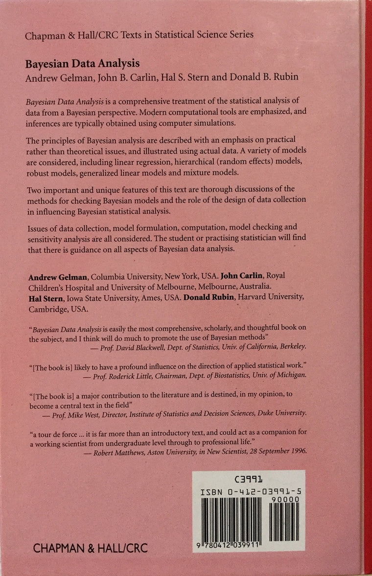Bayesian Data Analysis (Chapman & Hall/CRC Texts in Statistical Science) — back cover