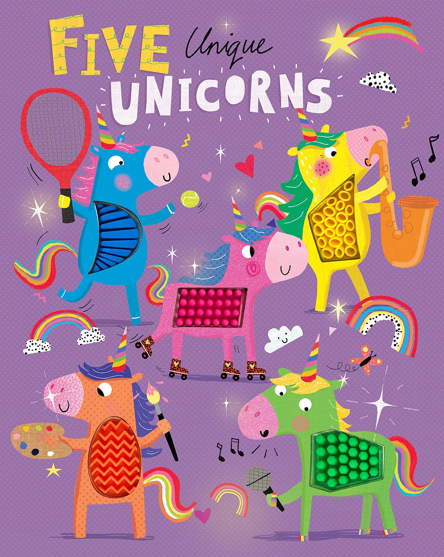 Five Unique Unicorns - Silicone Touch and Feel Board Book - Counting