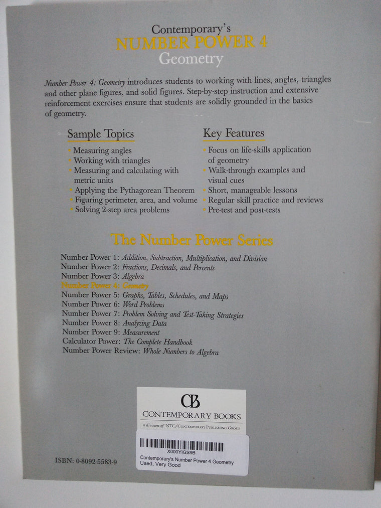 Contemporary's Number Power 4 Geometry — back cover