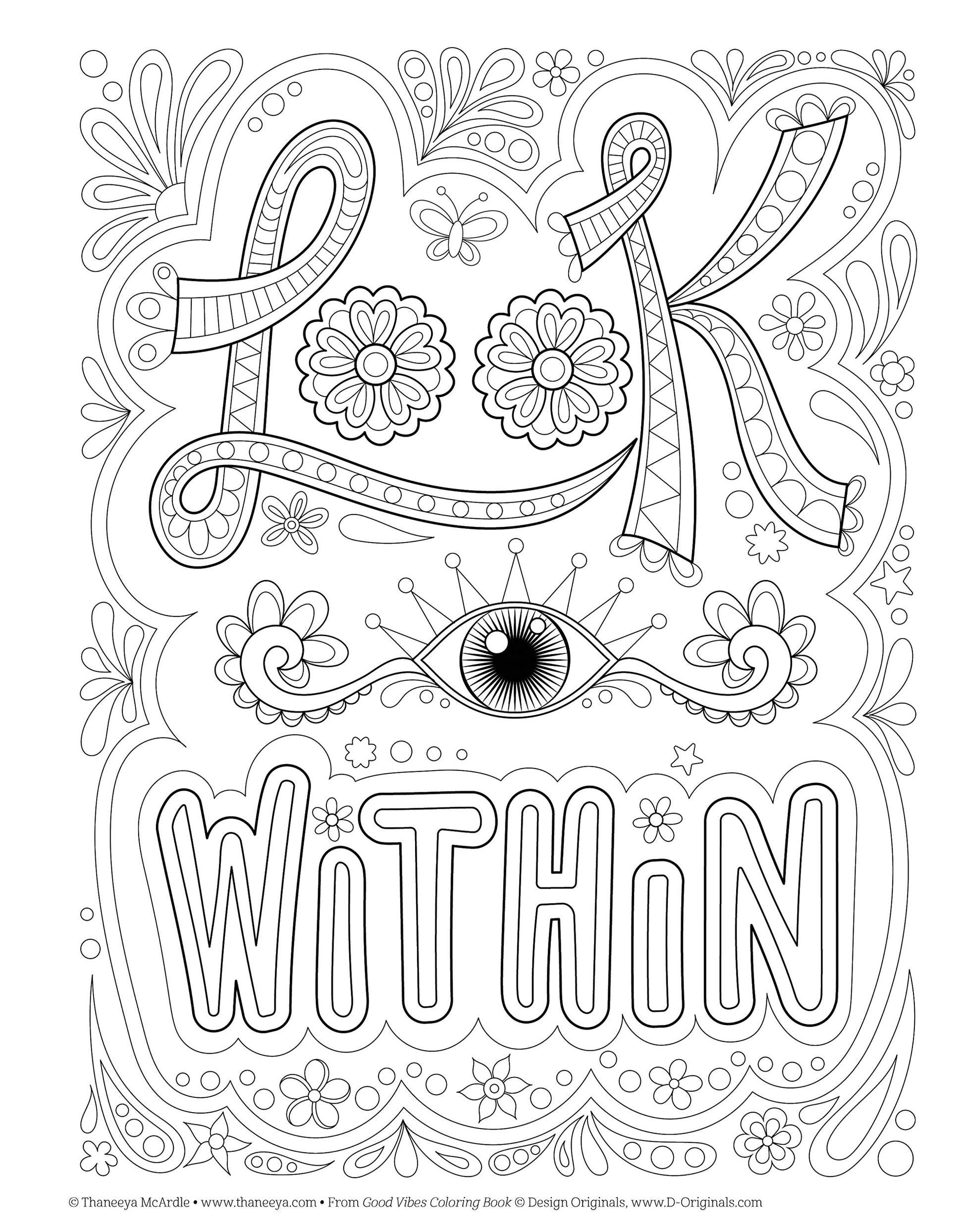 Good Vibes Coloring Book (Coloring is Fun) (Design Originals): 30 Beginner-Friendly & Relaxing Creative Art Activities; Positive Messages & Inspirational Quotes; Perforated Paper Resists Bleed Through