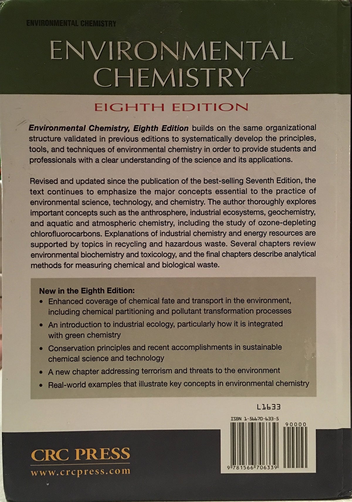 Environmental Chemistry, Eighth Edition