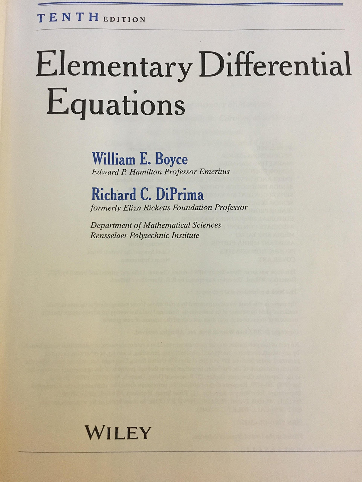 Elementary Differential Equations