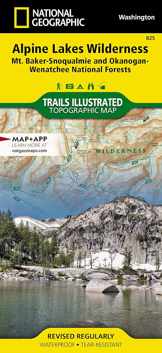 Alpine Lakes Wilderness Map [Mt. Baker-Snoqualmie and Okanogan-Wenatchee National Forests] (National Geographic Trails Illustrated Map, 825)
