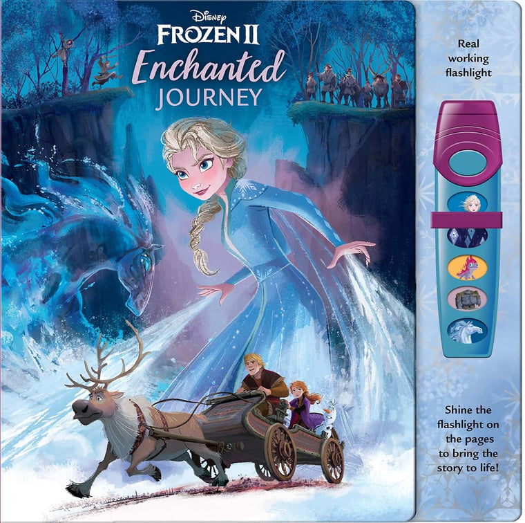 Disney Frozen 2 Elsa, Anna, Olaf and More! - Enchanted Journey - Sound Book and Interactive Sound Flashlight Toy Set - PI Kids (Play-A-Sound)