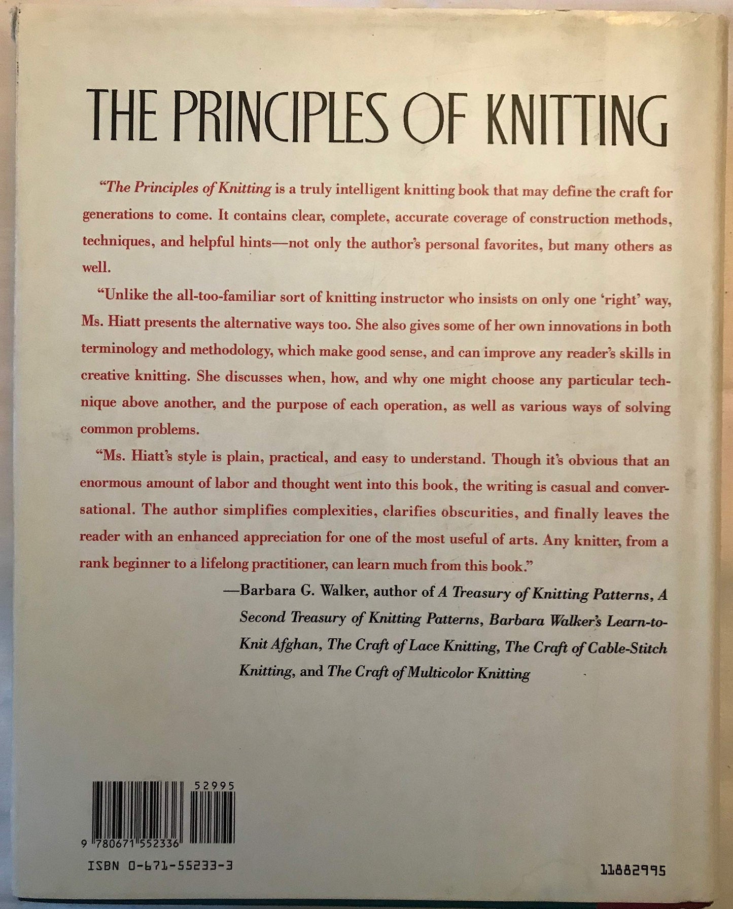 The Principles of Knitting: Methods and Techniques of Hand K