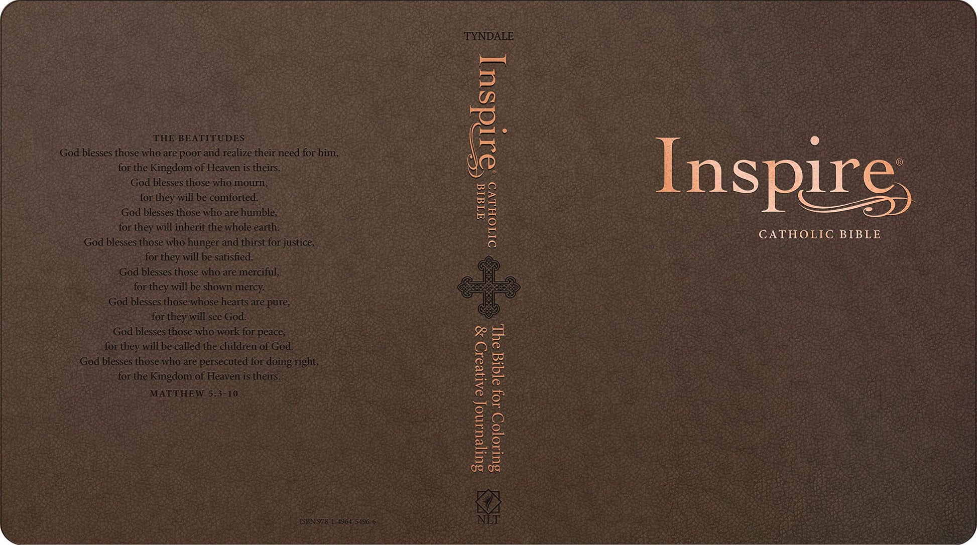 Inspire Catholic Bible NLT (LeatherLike, Dark Brown): The Bible for Coloring & Creative Journaling