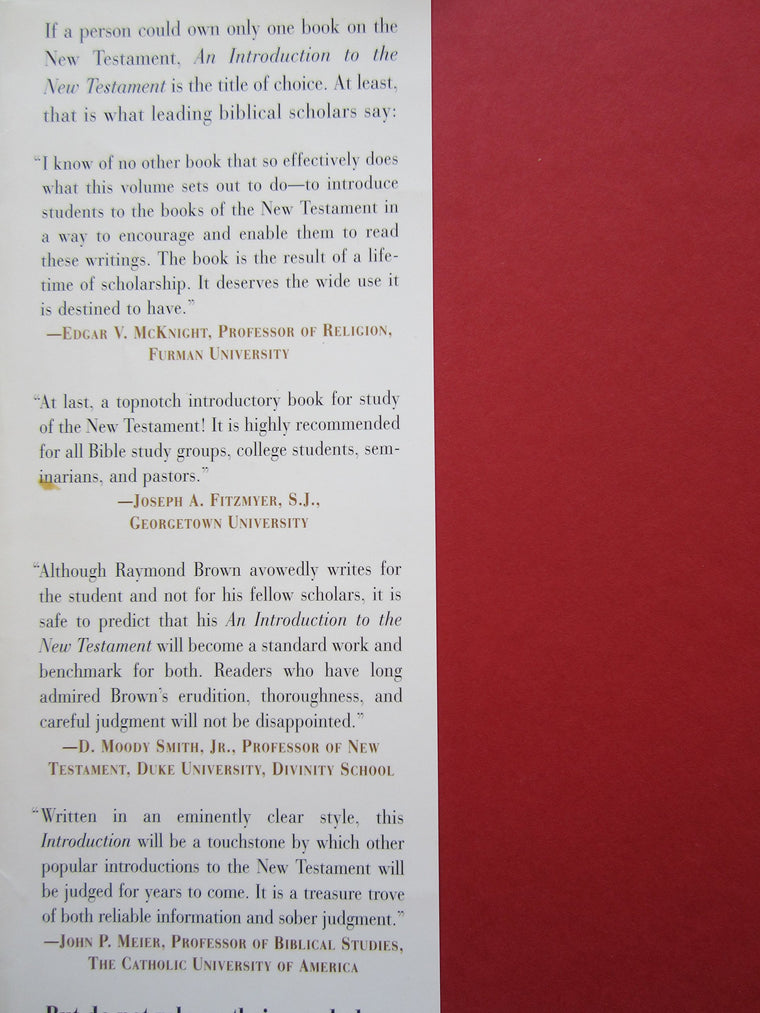 An Introduction to the New Testament (Anchor Bible Reference Library) — back cover