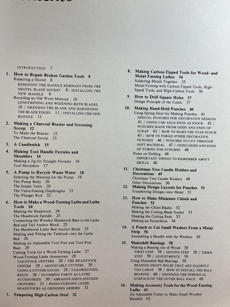 Recycling Use and Repair of Tools — back cover