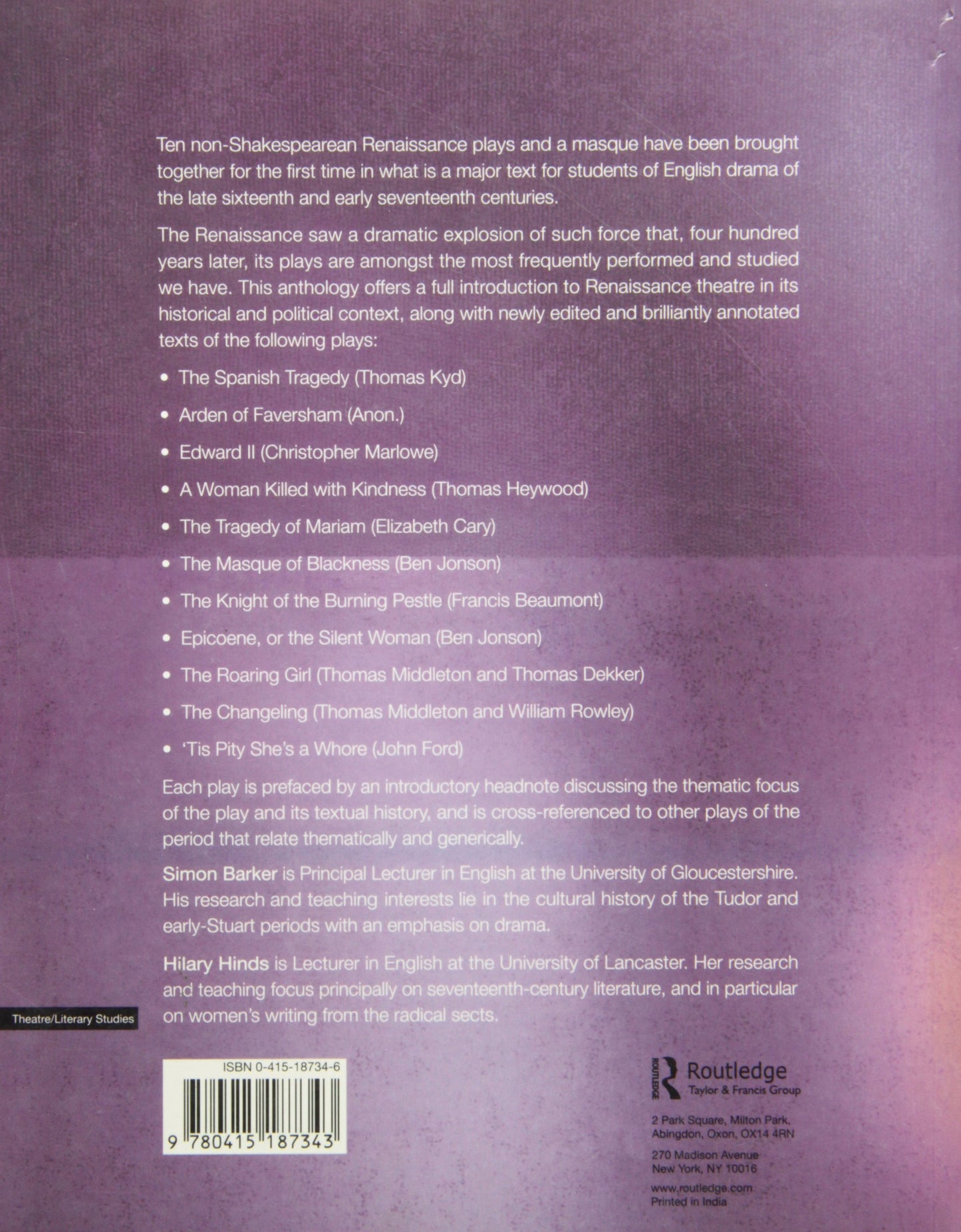 The Routledge Anthology of Renaissance Drama