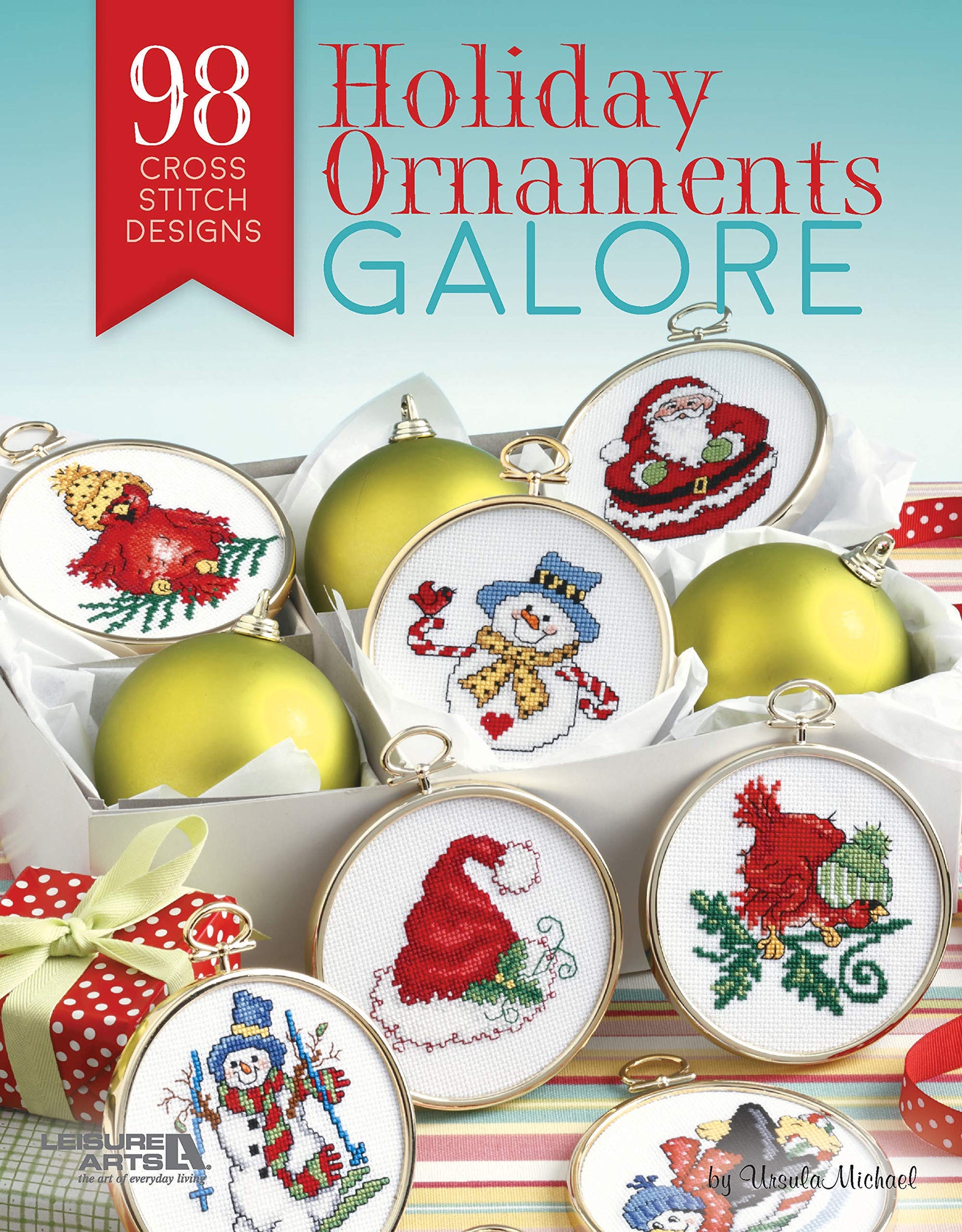 Leisure Arts XStitch Holiday OrnmntsGalorBk