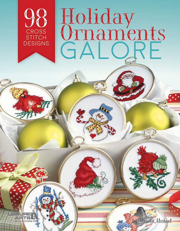 Leisure Arts XStitch Holiday OrnmntsGalorBk