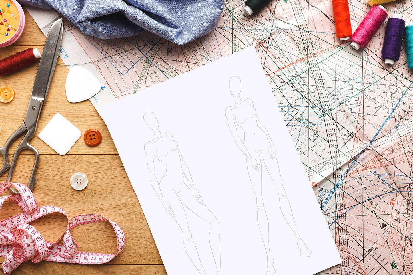 Fashion Sketchbook with Figure Template: Easily Sketch your Fashion Design with Large Figure Template