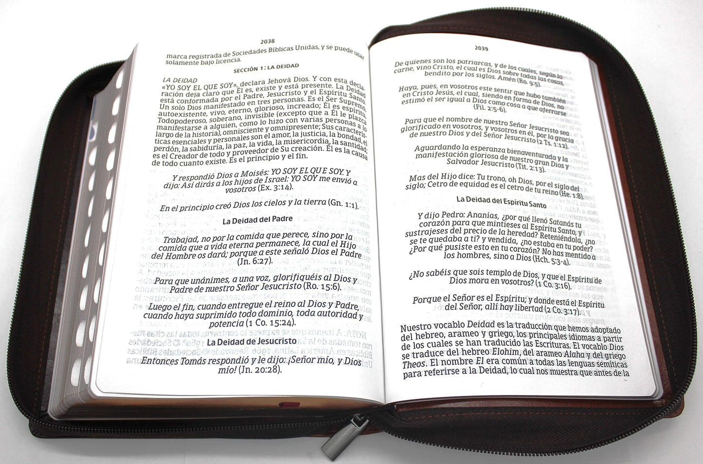 Biblia Reina Valera 1960 Letra Grande en Espa?ol de 14 puntos-Tama?o manual con Cierre, Indice, foro en semil piel color caoba/ RVR 1960 Large Giant Print Bible in Spanish edition, brown with zipper