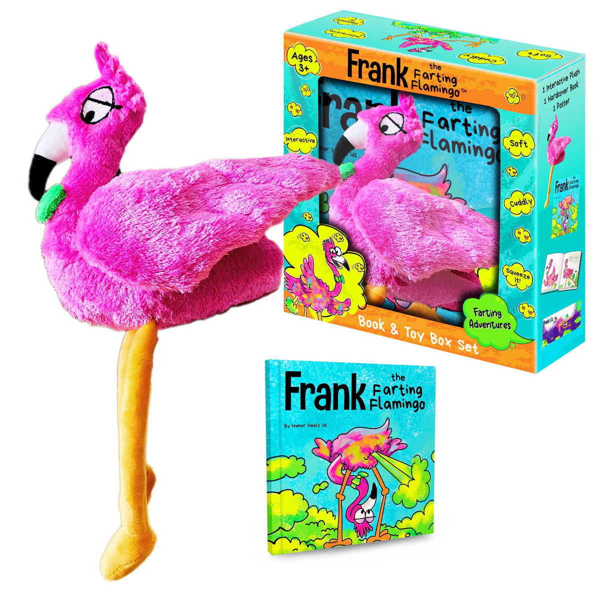 Frank the Farting Flamingo Interactive Farting Toy and Book Box Set