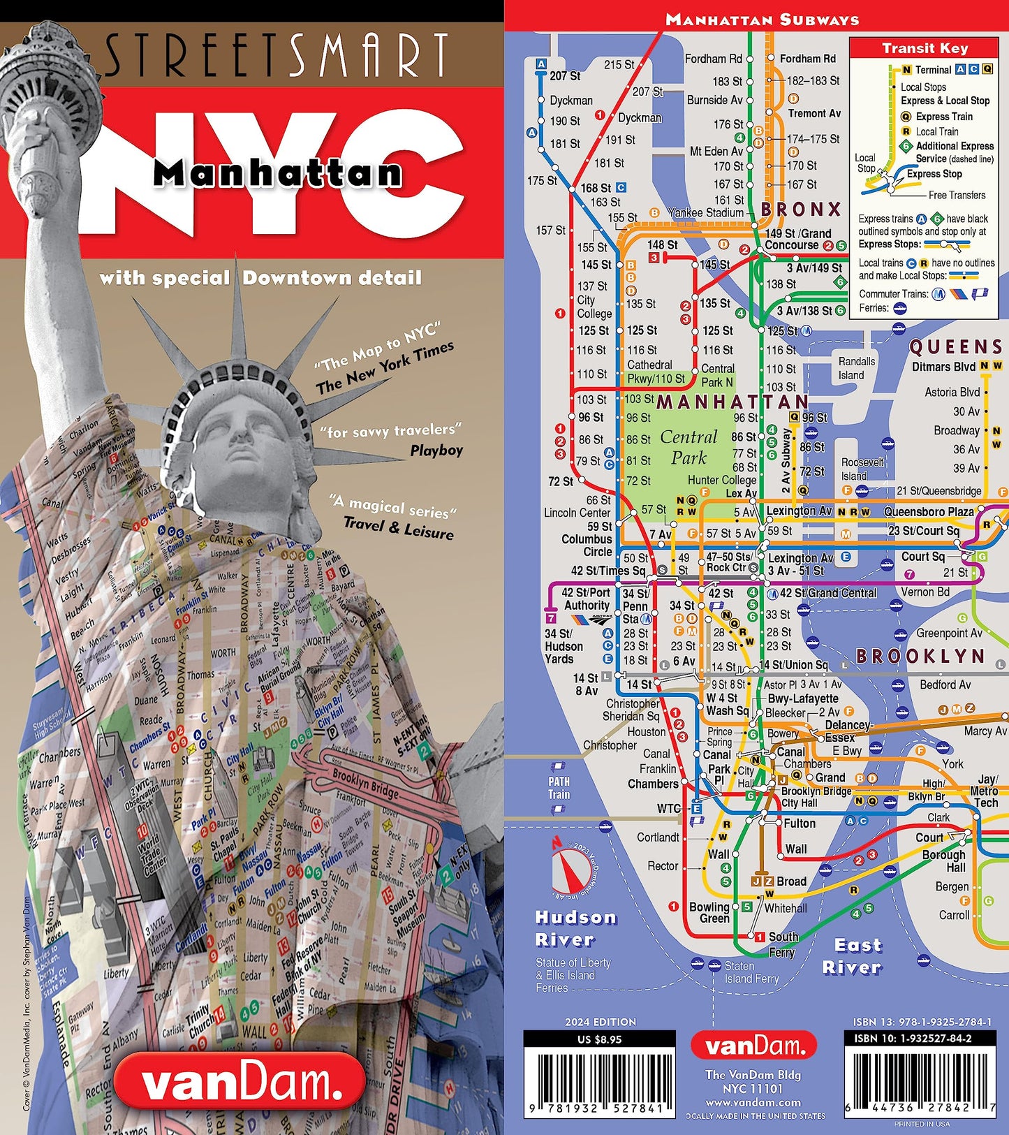 StreetSmart NYC Map Downtown Edition by VanDam-Laminated pocket city street map of Manhattan w/ all attractions, museums, sights, hotels, theaters & ... 2024 Edition)