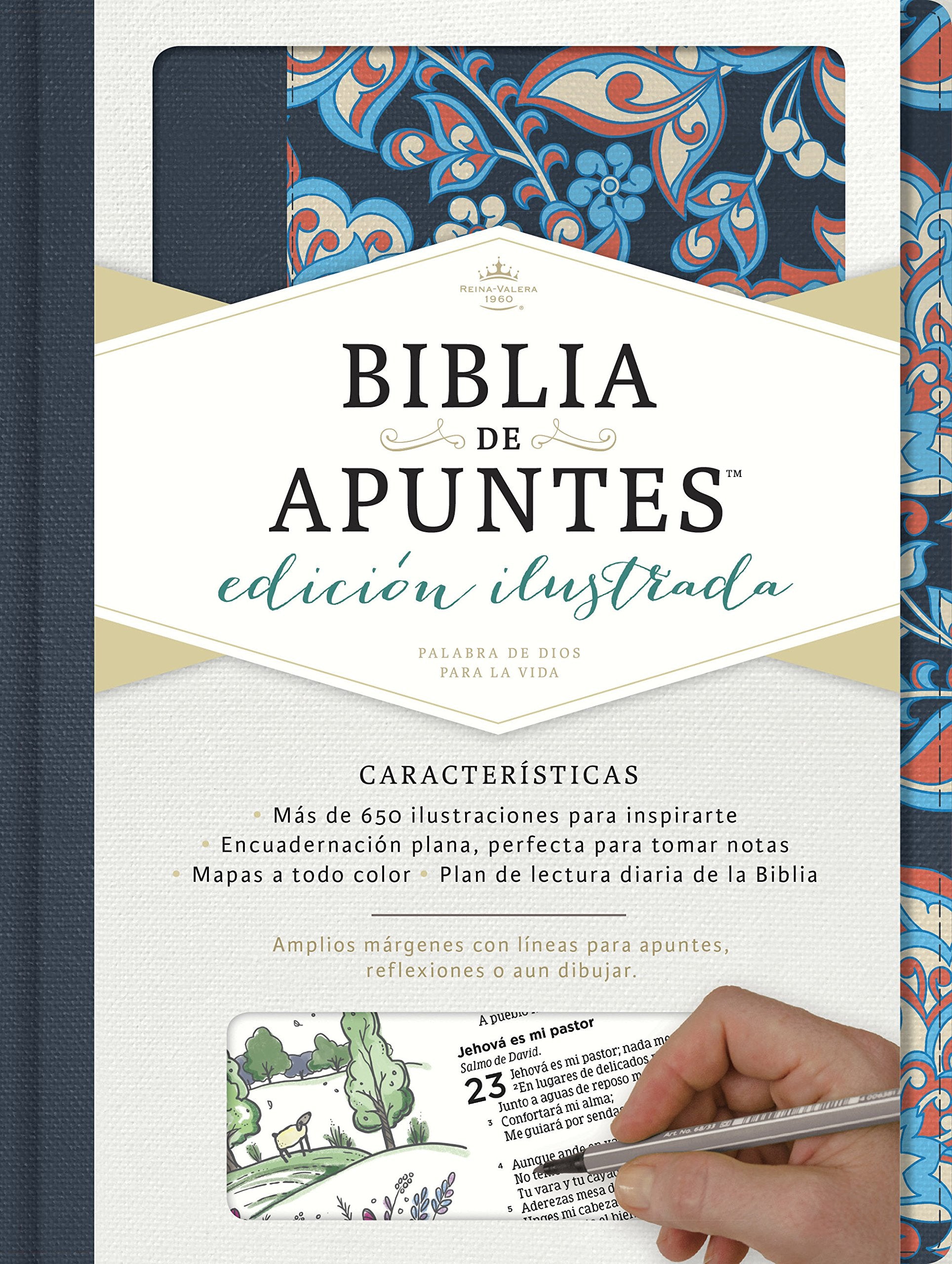 Biblia Reina Valera 1960 de Apuntes, Edici?n ilustrada. Tela en rosado y azul  RVR 1960 Illustrator?s NoteTaking Bible,Cloth over Board, Blue and Pink (Spanish Edition)