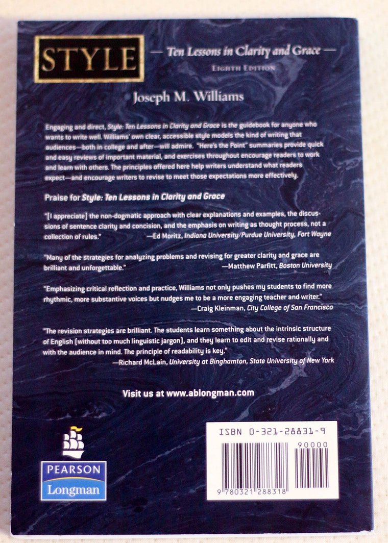 Style: Ten Lessons In Clarity And Grace — back cover