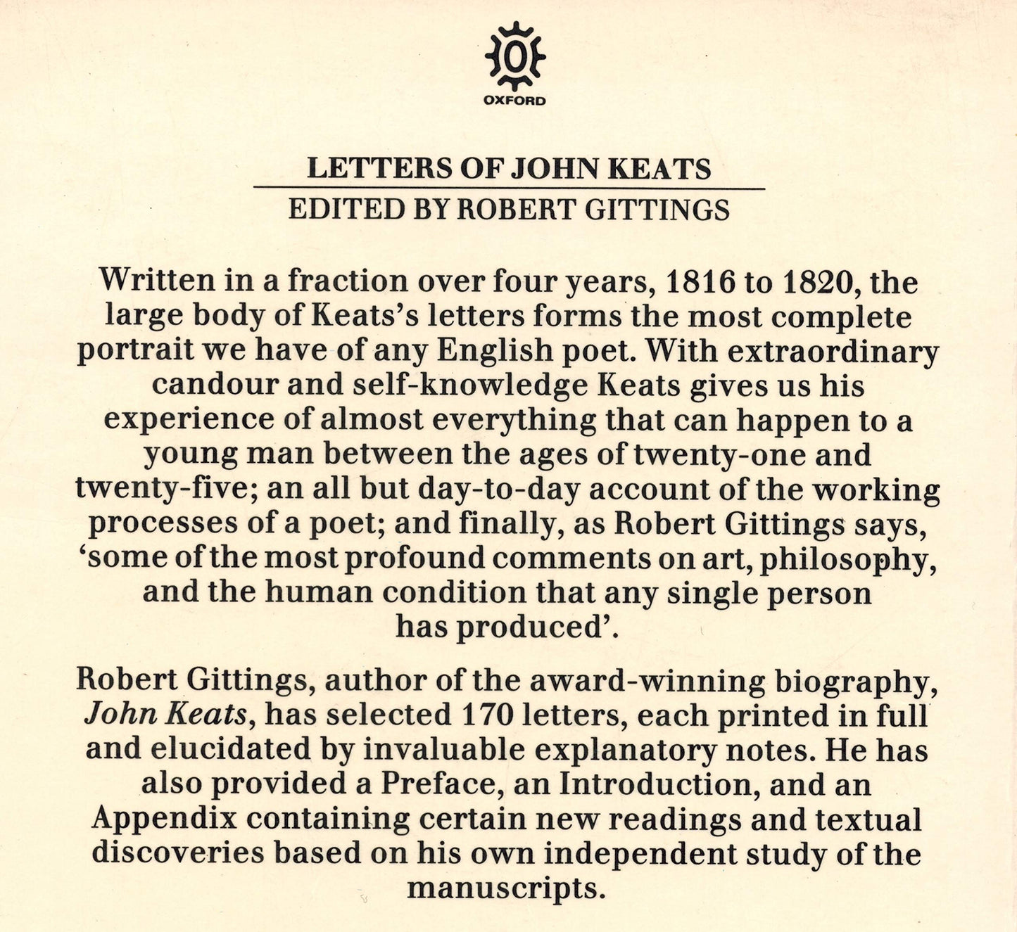 Letters of John Keats (Oxford Letters & Memoirs) by Keats, J