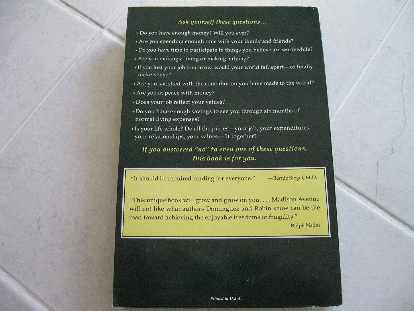 Your Money or Your Life: Transforming Your Relationship With Money and Achieving Financial Independence