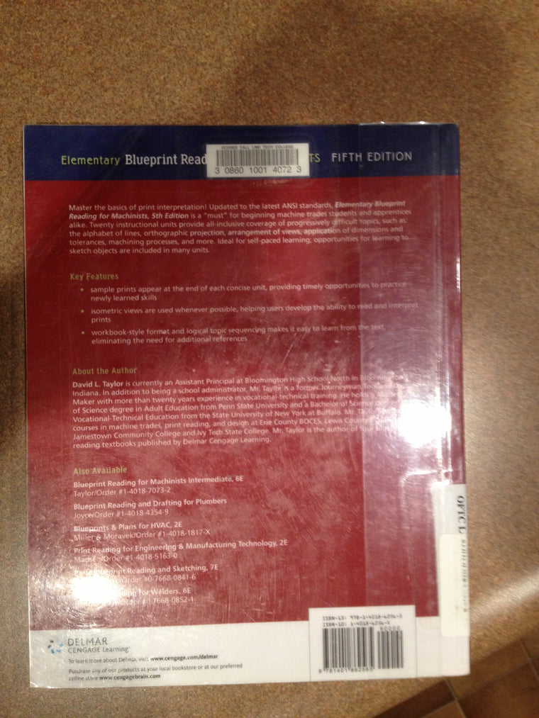 Elementary Blueprint Reading for Machinists (Delmar Learning Blueprint Reading Series) — back cover