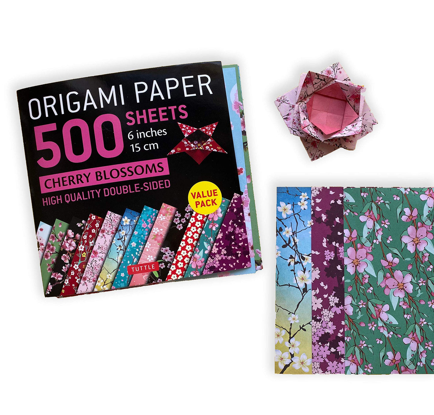 Origami Paper 500 sheets Cherry Blossoms 6" (15 cm): Tuttle Origami Paper: Double-Sided Origami Sheets Printed with 12 Different Patterns (Instructions for 6 Projects Included)