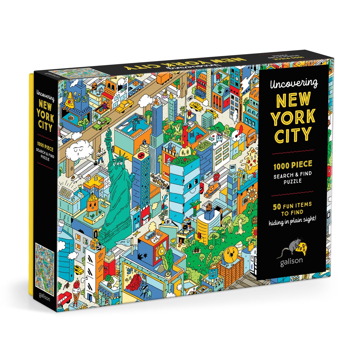 Galison Uncovering NYC - Hyesu Lee 1000 Piece Puzzle Featuring 50 Fun Items Hidden Within New York City Life