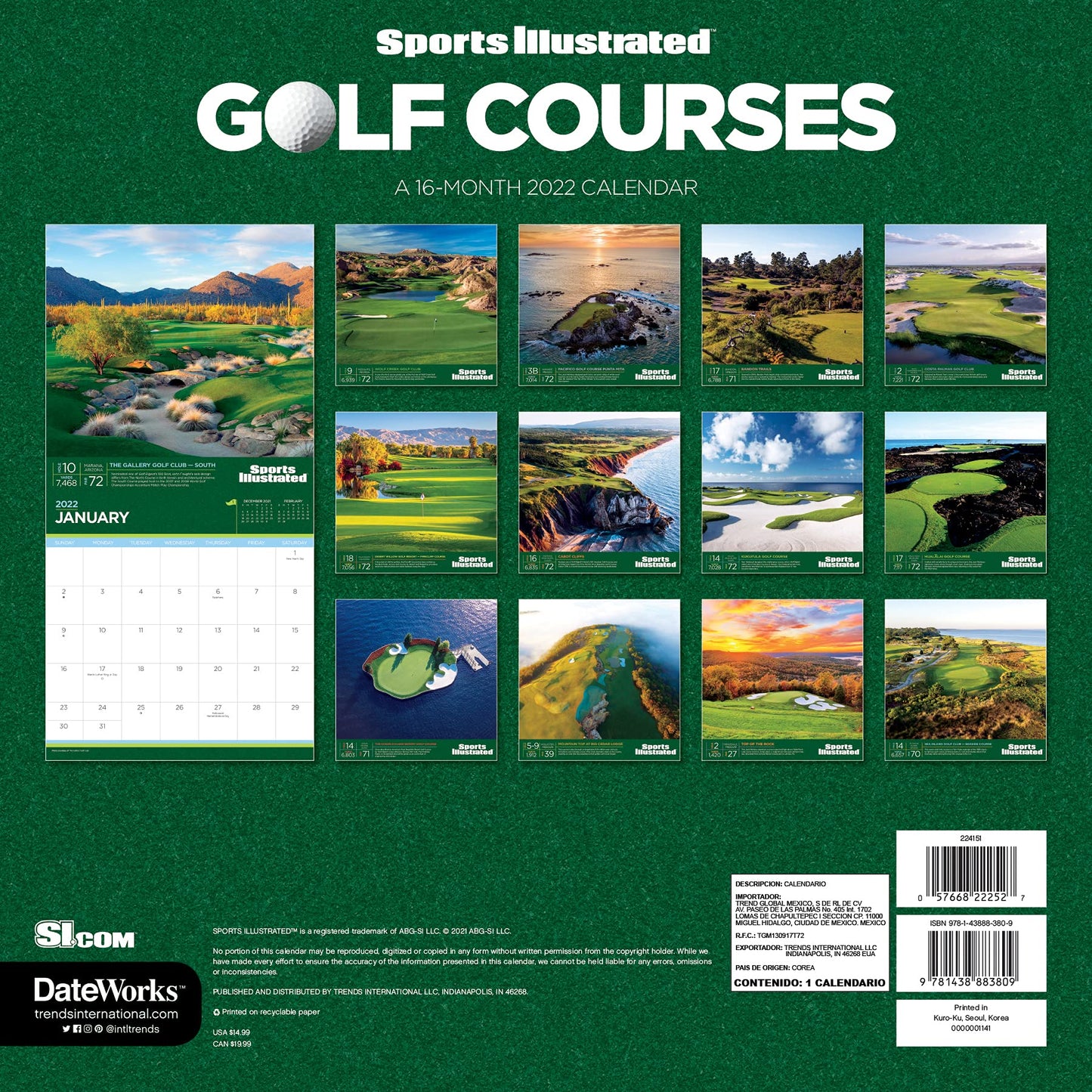 2022 Sports Illustrated Golf Courses Wall Calendar