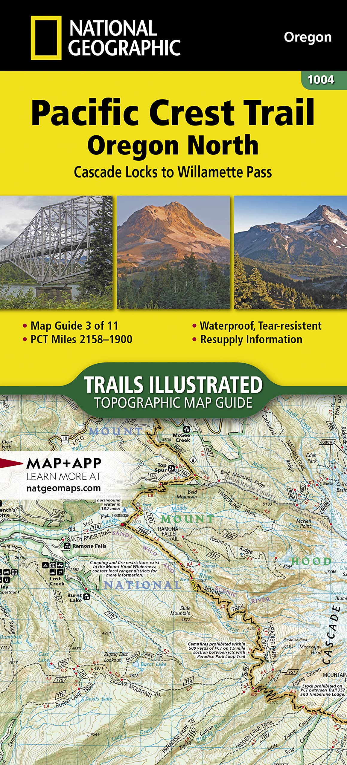 Pacific Crest Trail: Oregon North Map [Cascade Locks to Willamette Pass] (National Geographic Topographic Map Guide, 1004)