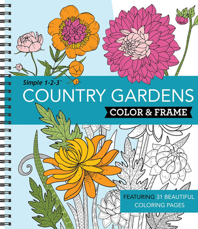 Color & Frame - Country Gardens (Adult Coloring Book)