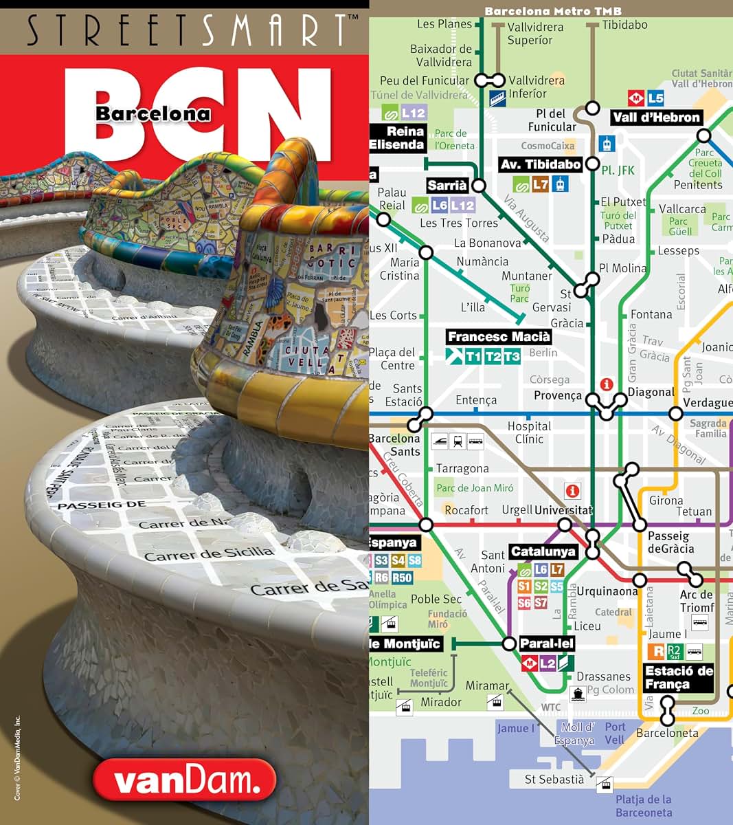 StreetSmart Barcelona Map by VanDam - Laminated pocket size Center City Map to Barcelona, Spain with all attractions, sights, museums, architecture ... (English, Spanish and Catalan Edition)
