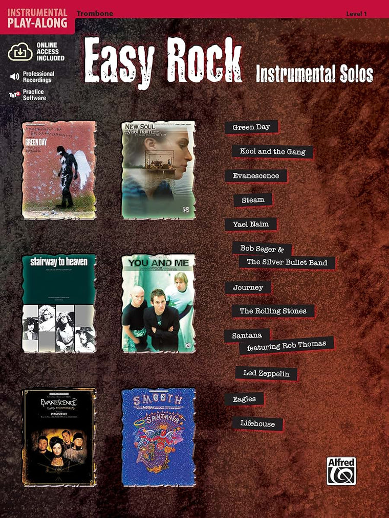 Easy Rock Instrumental Solos, Level 1: Trombone, Book & Online Audio/Software (Easy Instrumental Solos Series)