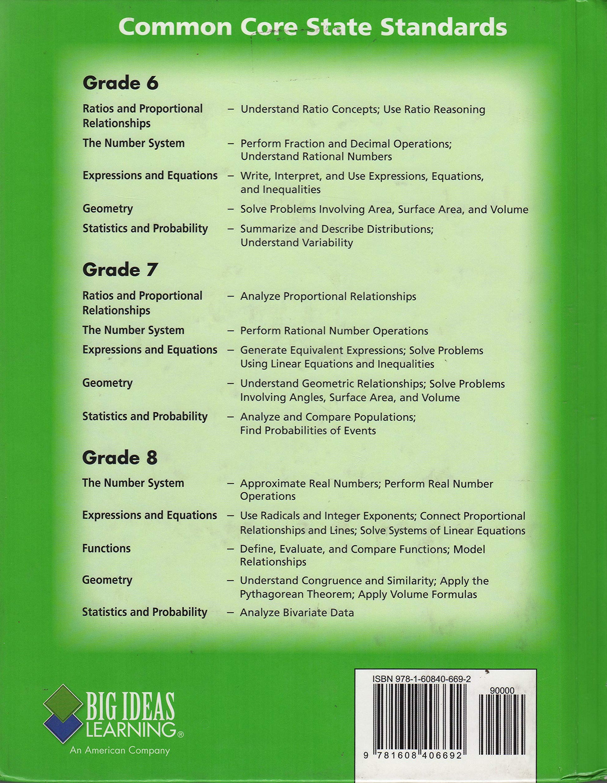 Big Ideas Math Course 1 A Common Core Curriculum, California Edition