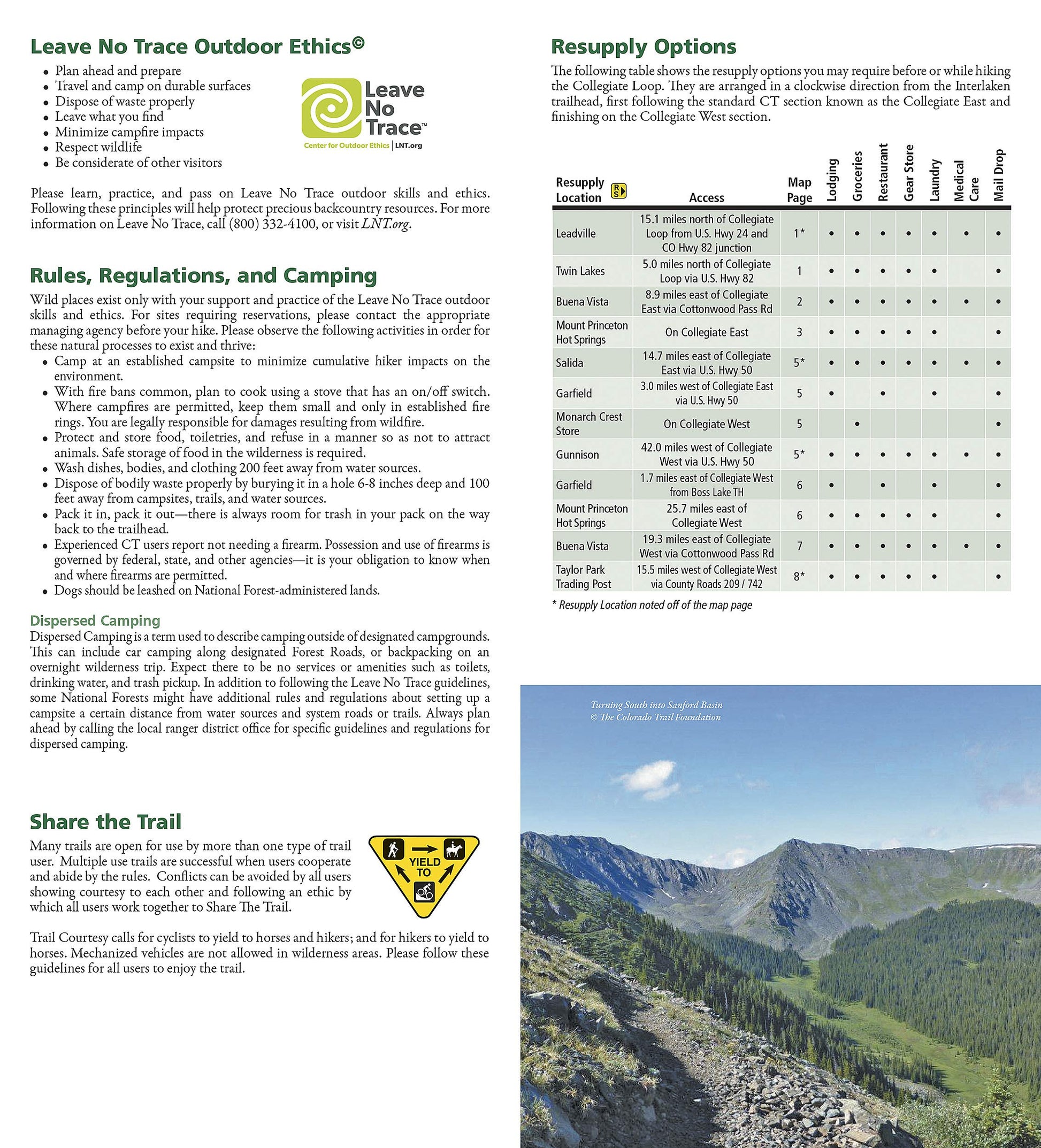 Colorado Trail, Collegiate Loop Map (National Geographic Topographic Map Guide, 1203)